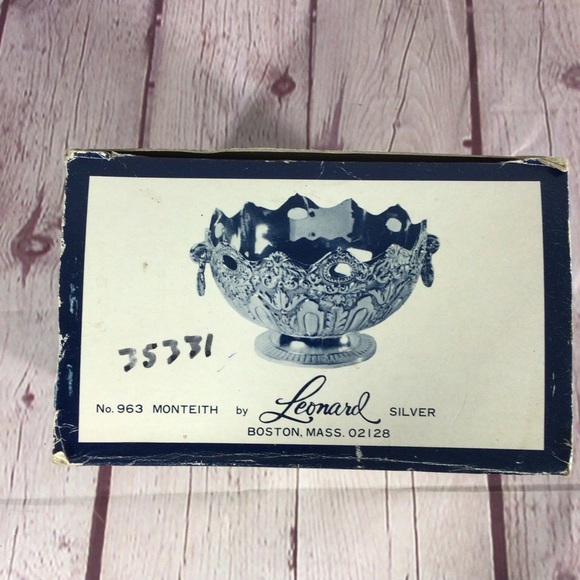 Vintage Leonard No. 963 Monteith Ornate Silver Bowl with Box - Japan - Picture 10 of 11